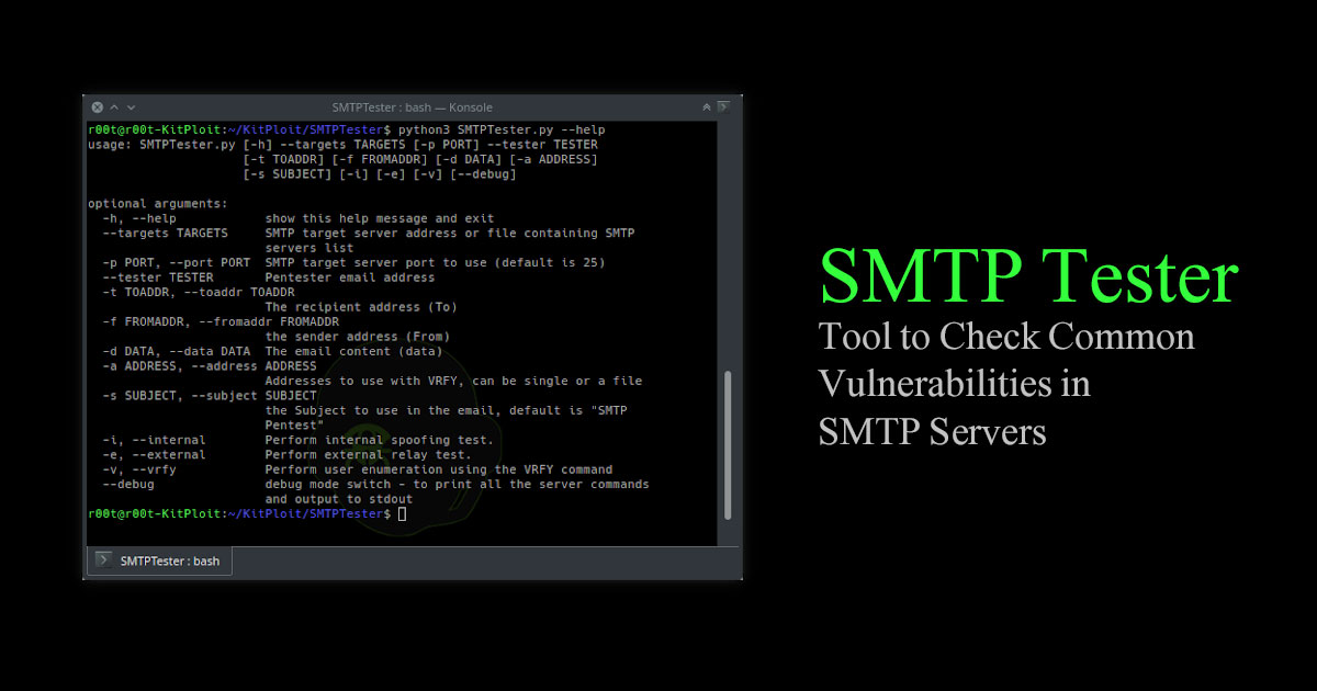SMTP Tester - Tool to Check Common Vulnerabilities in SMTP Servers